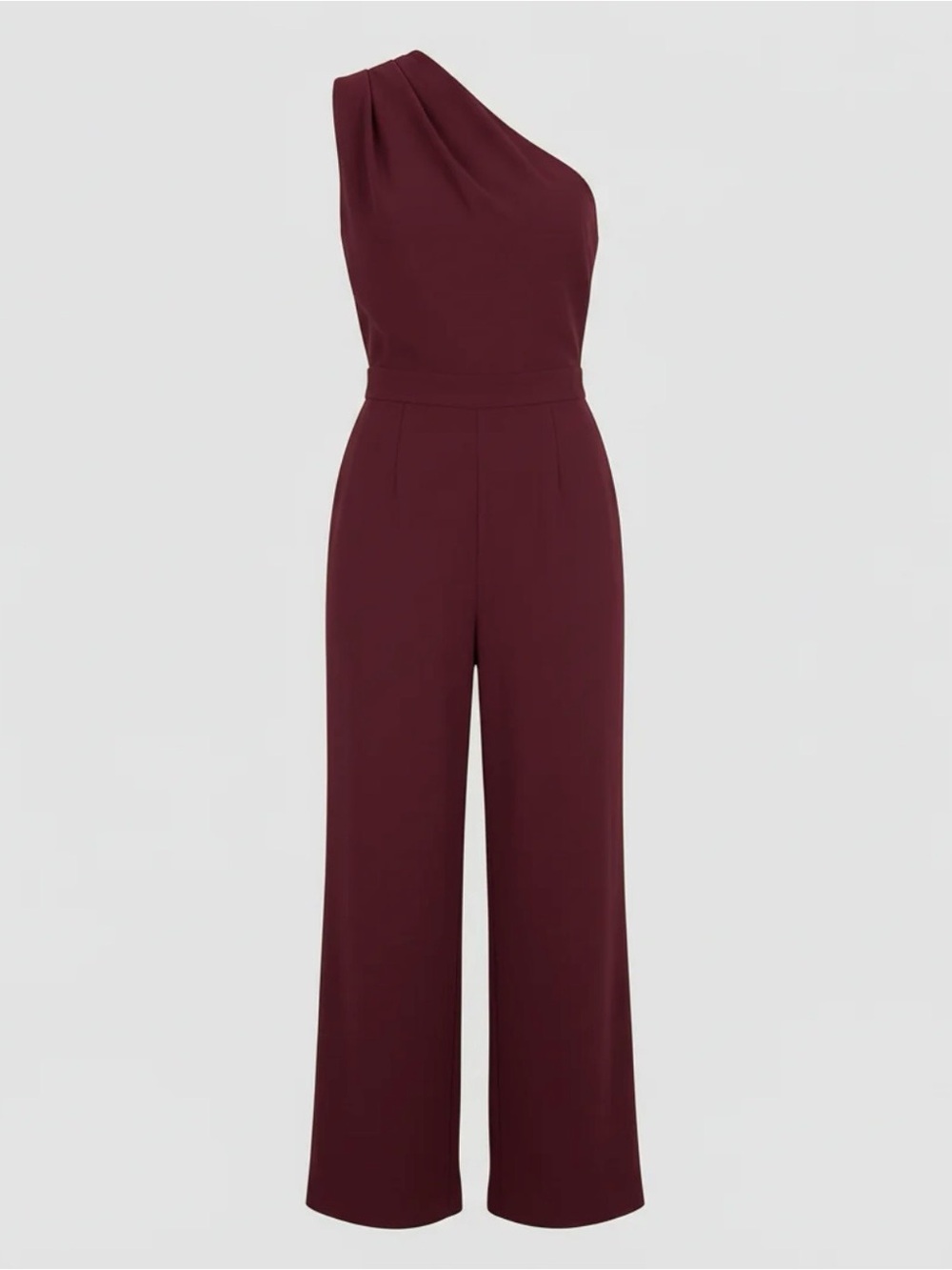 SHEIN One-Shoulder Wide-Leg Jumpsuit in Wine